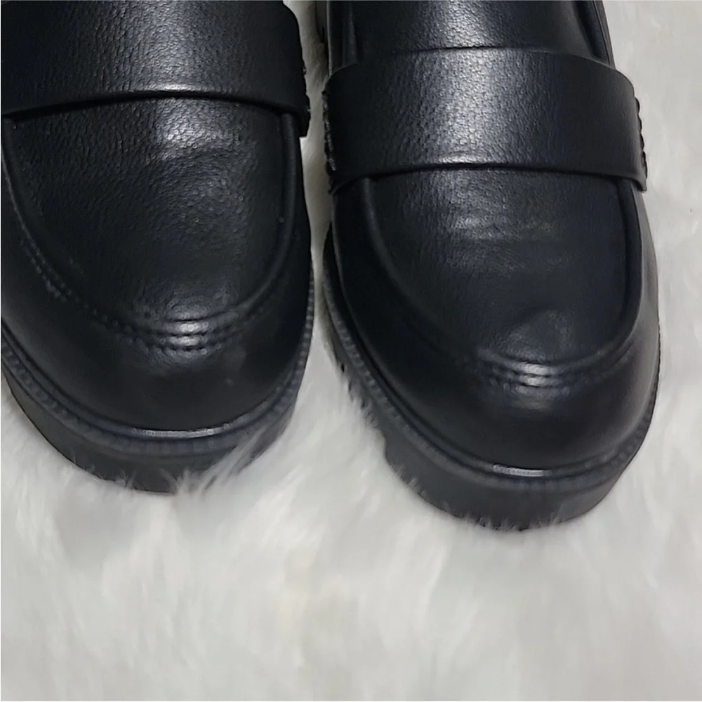 DOLCE VITA Black Neeka Lug‎ Loafer Chunky Heel Maryjane Sz 9 1/2 9.5 Preppy Fall